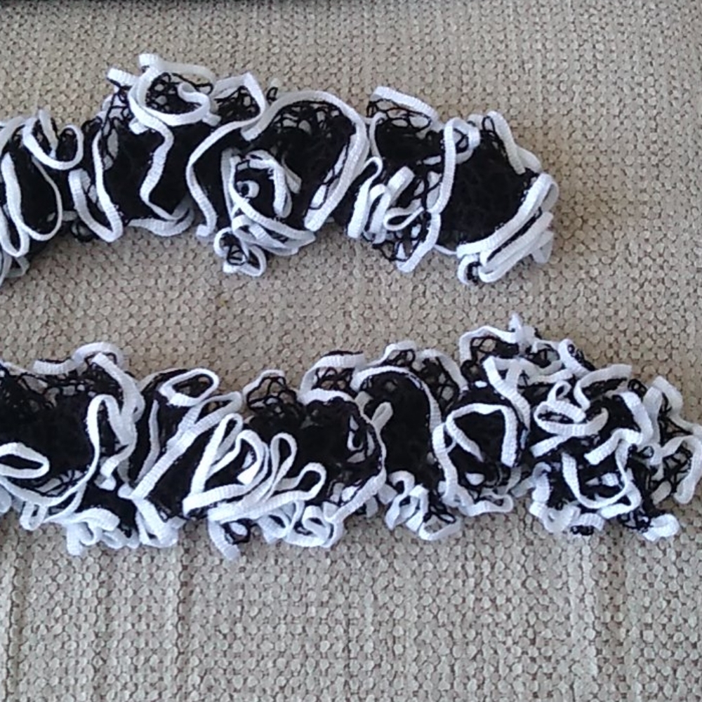 Black and white ruffle scarves